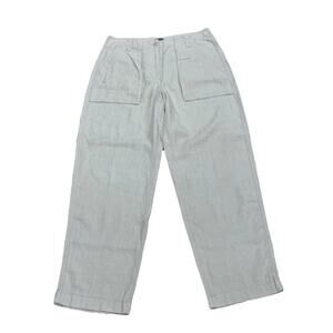 J Crew Women Seaside Cargo Pants Linen Blend Beige Size 8 Beachy Preppy